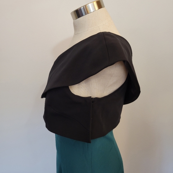 Monique Lhuillier One Shoulder Colorblock Dress - Picture 5 of 8